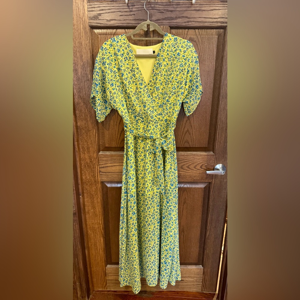 Pink Martini Yellow and Blue Floral Midi Dress